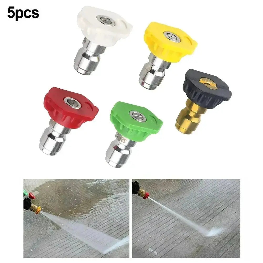 High Pressure Spray Nozzle Set For Garden Washing Quarter Inch Quick Connection Five Piece Adjustable 0 To 40 Degrees