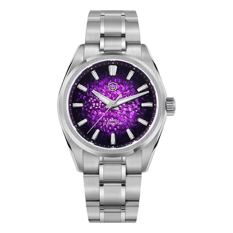 Watchdives WD0003C stainless steel men's wristwatch with 38mm purple ice-crack dial and sapphire crystal