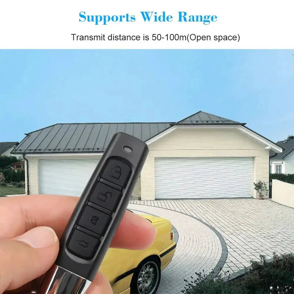Garage door remote, black, 433MHz, four-button handheld
