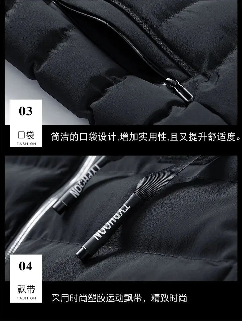 Men's black hooded puffer vest jacket with zipper, sleeveless warm outerwear, plus size M-6XL