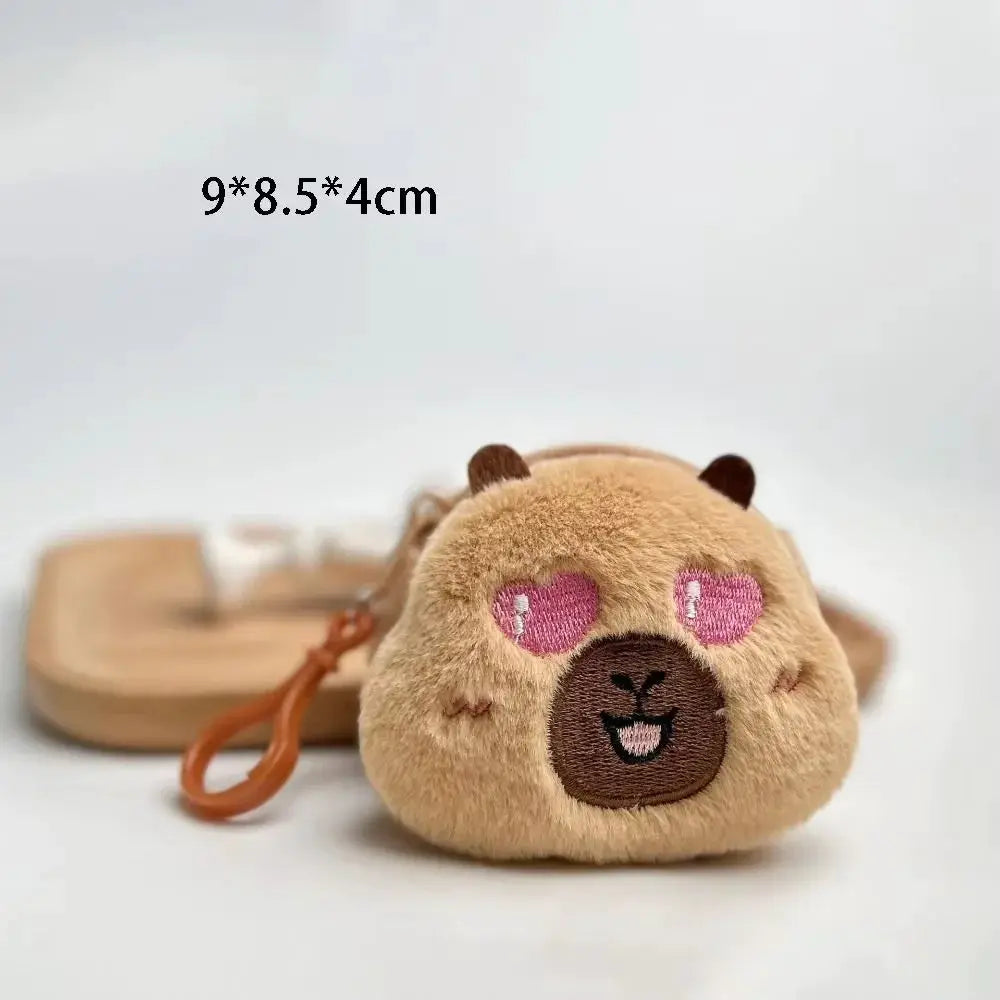 Capybara Change Bag Earphone Bag Plush Pendant Cute Cartoon Storage Case For Coins And Keys