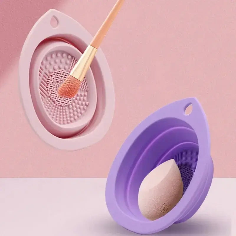 Silicone Makeup Brush Cleaner Folding Cleaning Bowl For Powder Puff And Eyeshadow Brushes Soft Mat Beauty Tools Scrubber