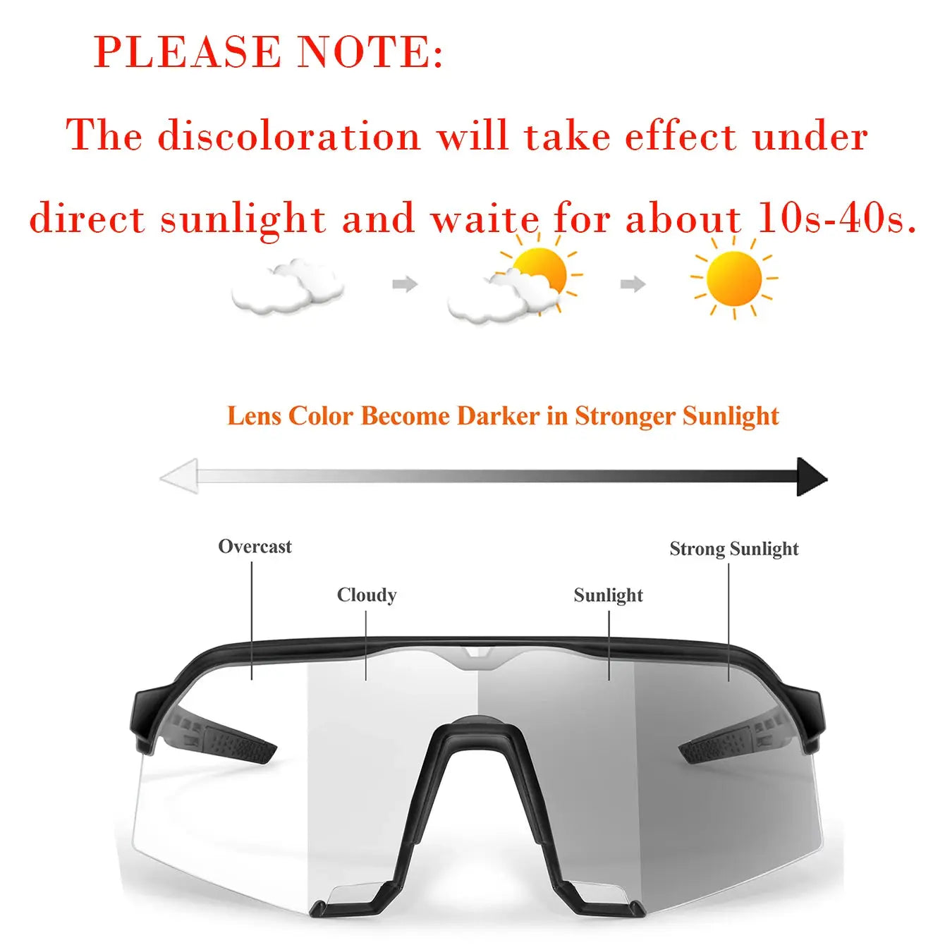 OptiView Photochromic Cycling Sunglasses For Men And Women Auto Tint All Light Conditions Windproof Oversized Eyewear