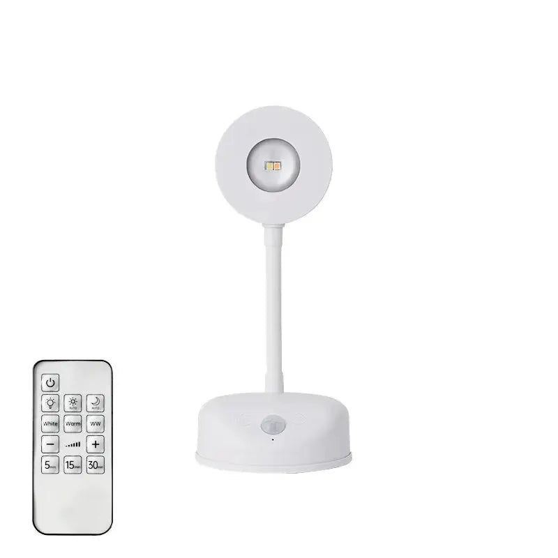 Night light with motion sensor, white USB LED lamp on adjustable stand with remote Simples Market