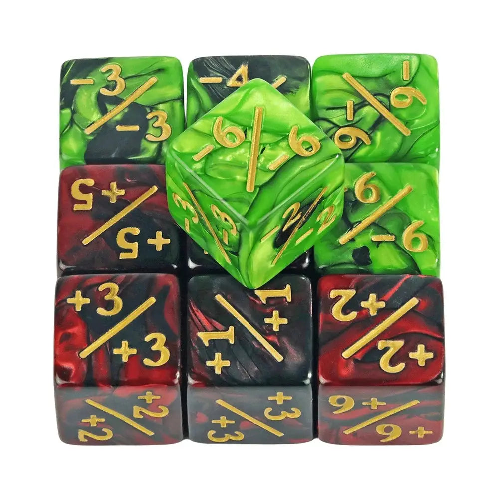 Ten Piece D6 Dice Counters Set With Plus One And Minus One Marks For Math Teaching And Card Game Accessories