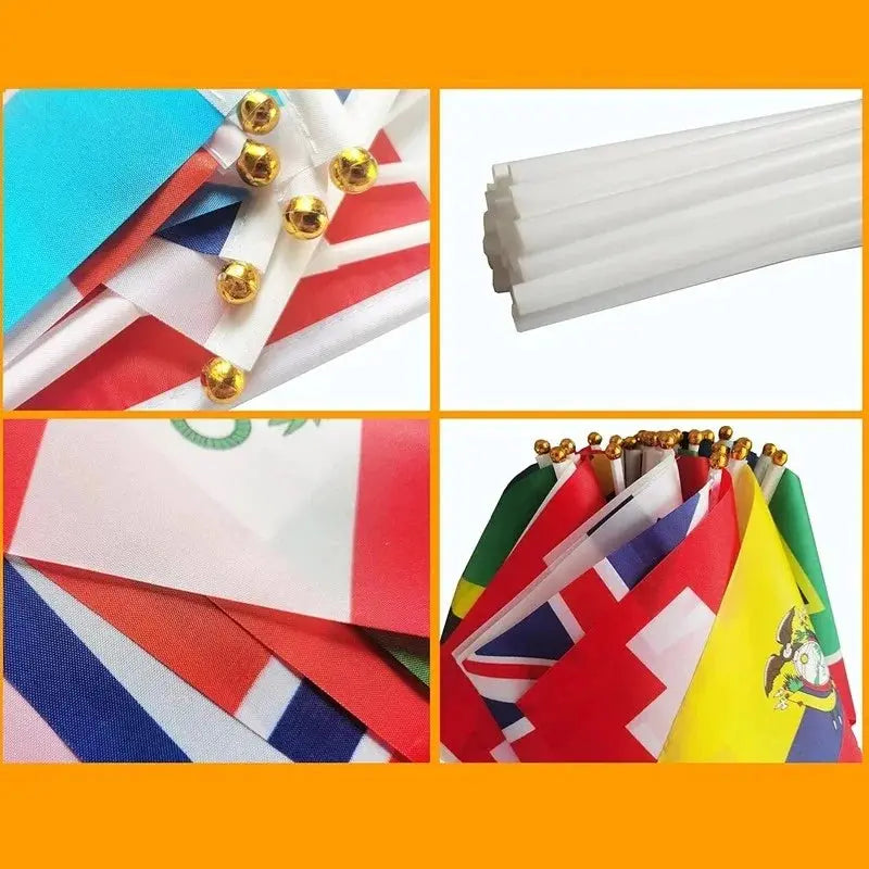 Flags of 32 Countries Mini Hand Held Set for International Sports