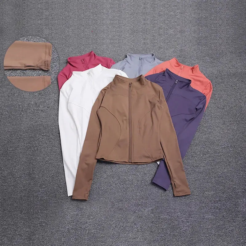VitalWear Women Sport Jacket Long Sleeve Breathable Stretch Knit Fabric For Workouts Gym Yoga Training