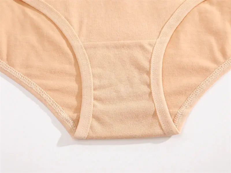 FINETOO cotton women's low-waist briefs in peach, breathable stretch underwear