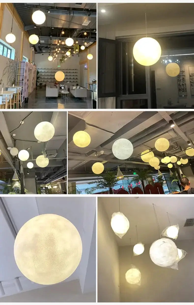 Simples Market Nordic Moon LED pendant lights; round warm-white globes for living room, dining and cafe spaces