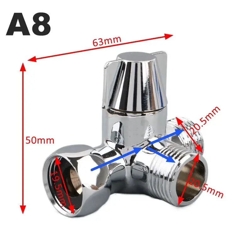 Simples Market 3-way shower arm diverter valve, chrome finish, G1/2 and G3/4 fittings