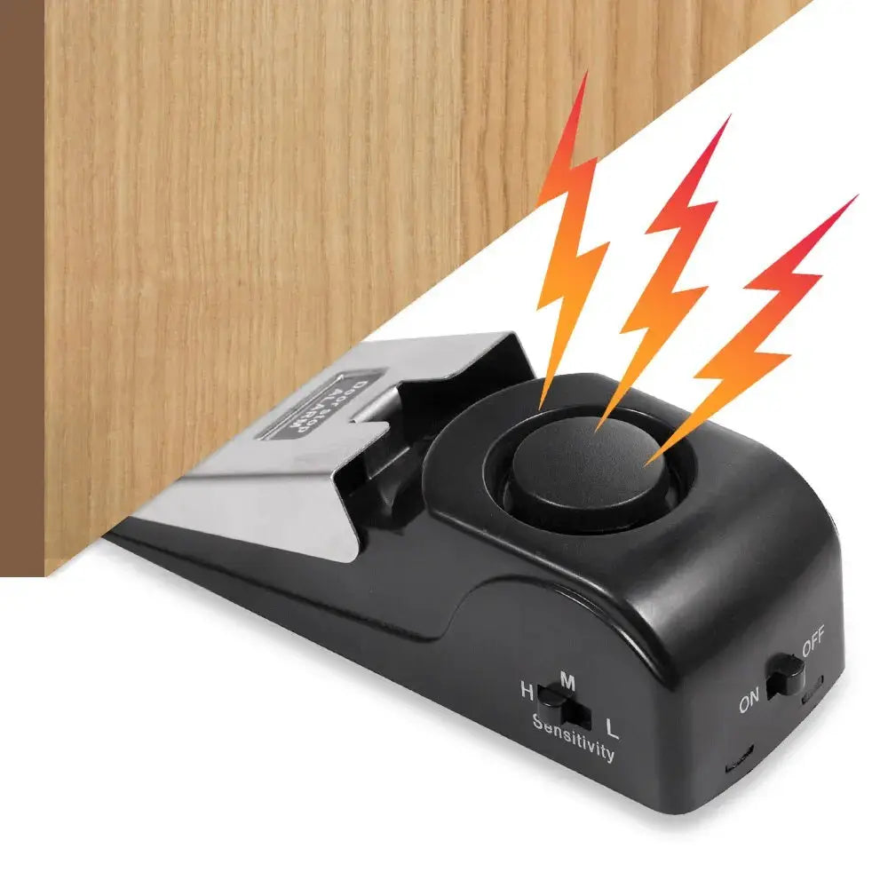 Simples Market 2-pack wireless door stop alarm system, black, 125dB siren