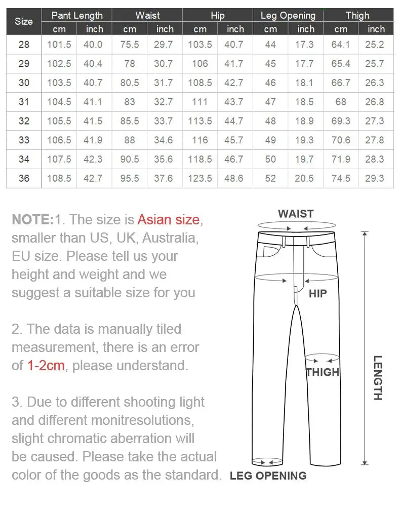Maden Vintage White Cottonseed Hull Jeans; size chart with waist, hip, thigh, leg opening and length measurements
