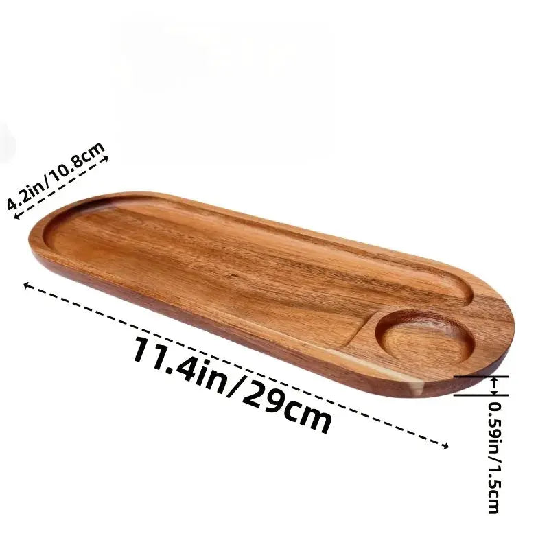 Japanese Solid Wood Fruit Plate Tray Set Multi Size Snack Platter