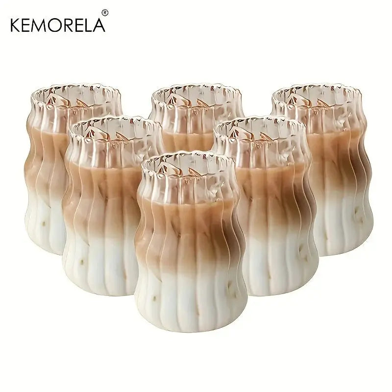 INS Style Glass Cup Set 2 4 6 Pieces Heat Resistant Tumbler Drinkware Transparent For Tea Coffee Milk Water
