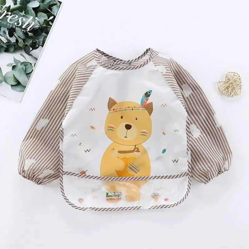 Waterproof EVA Full Sleeve Baby Bibs For Kids Long Sleeve Feeding Smock Apron Eating Breastplate Infant Clothing
