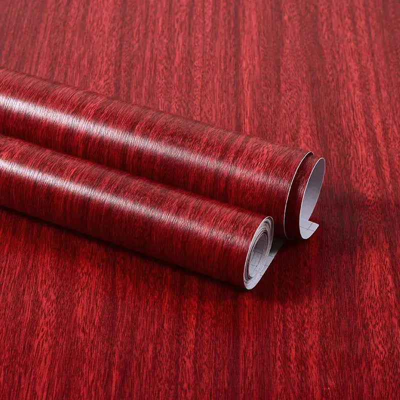 Two rolls of vinyl self-adhesive red wood grain wallpaper for walls and furniture, waterproof PVC by Simples Market