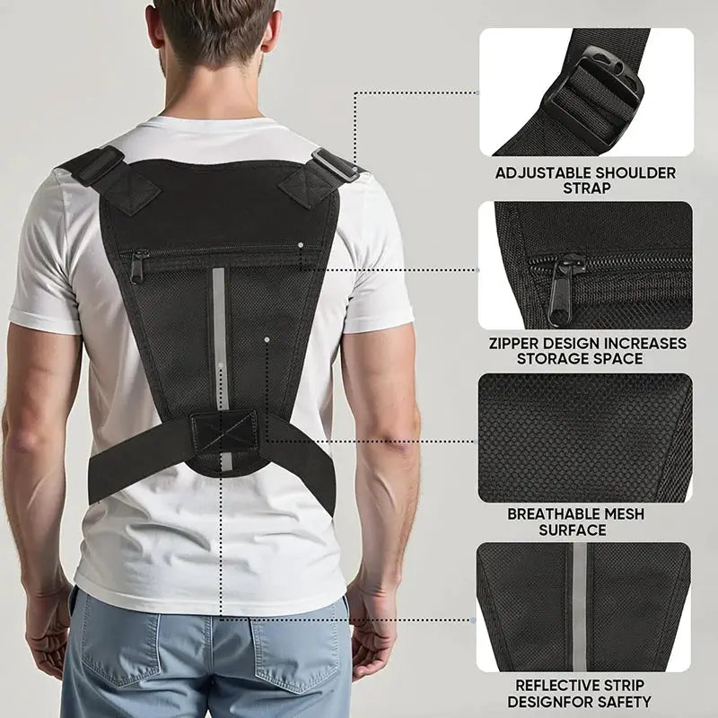 Outdoor Tactical Chest Bag for Men by Simples Market, black chest pack with adjustable shoulder straps