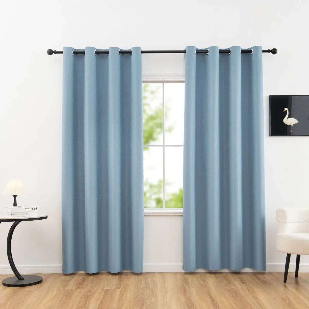 One Panel Solid Blackout Curtains With Grommets Privacy Drapes For Bedroom Living Room Home Decor Lightweight Curtains