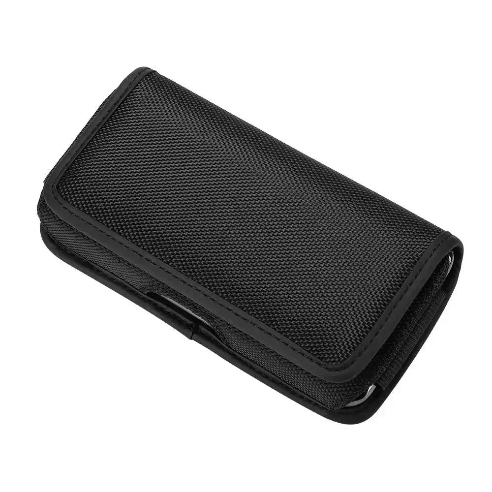 Simples Market black nylon mobile phone waist bag with belt loop, compact fanny pack