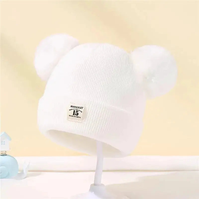 Autumn Winter Baby Beanie Hat With Pom Pom Knit Hat Solid Color For Boys And Girls 0 To 3 Years
