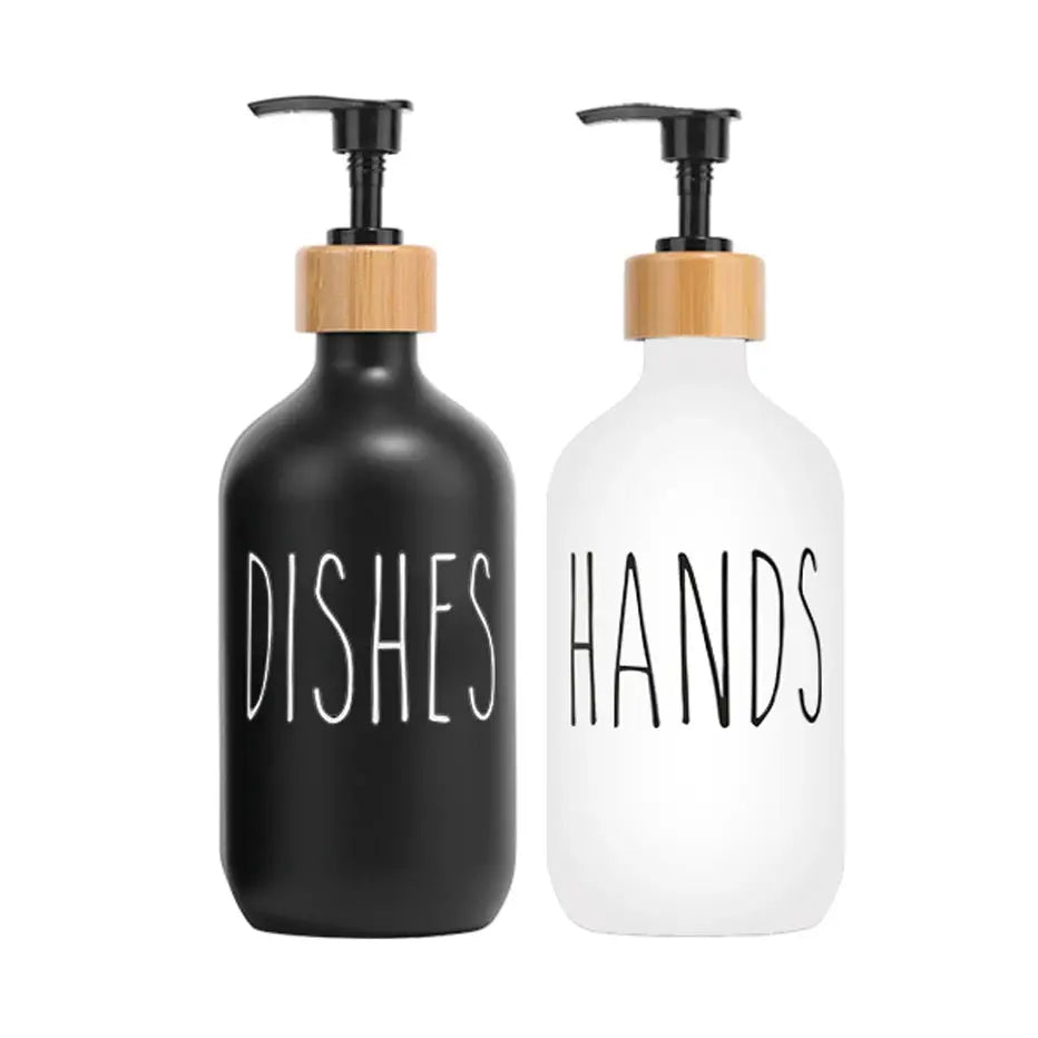 Black Dish Soap Dispenser Set for Kitchen Sink Refillable Bottles for Hand Soap and Dish Detergent