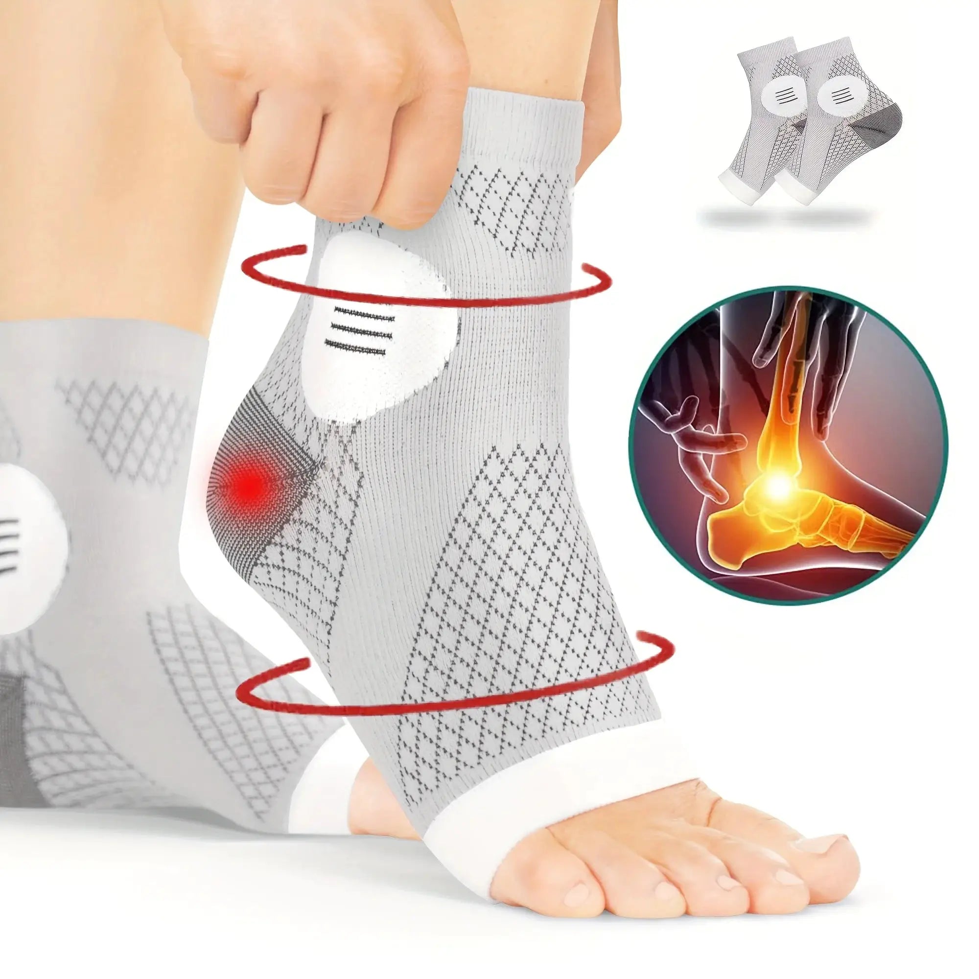 1 Pair Ankle Compression Socks Open Toe Foot Sleeves With Arch And Ankle Support For Neuropathy