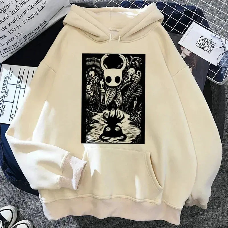 Hollow Knight Hoodie Grunge Y2K Aesthetic Cartoon Graphic Pullover For Autumn And Winter Wear