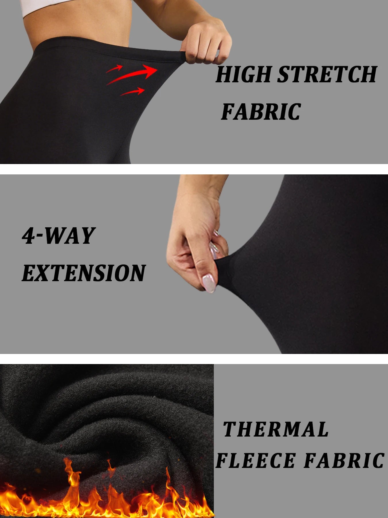 Women's thermal fleece-lined leggings by Simples Market, black, 4-way stretch fabric
