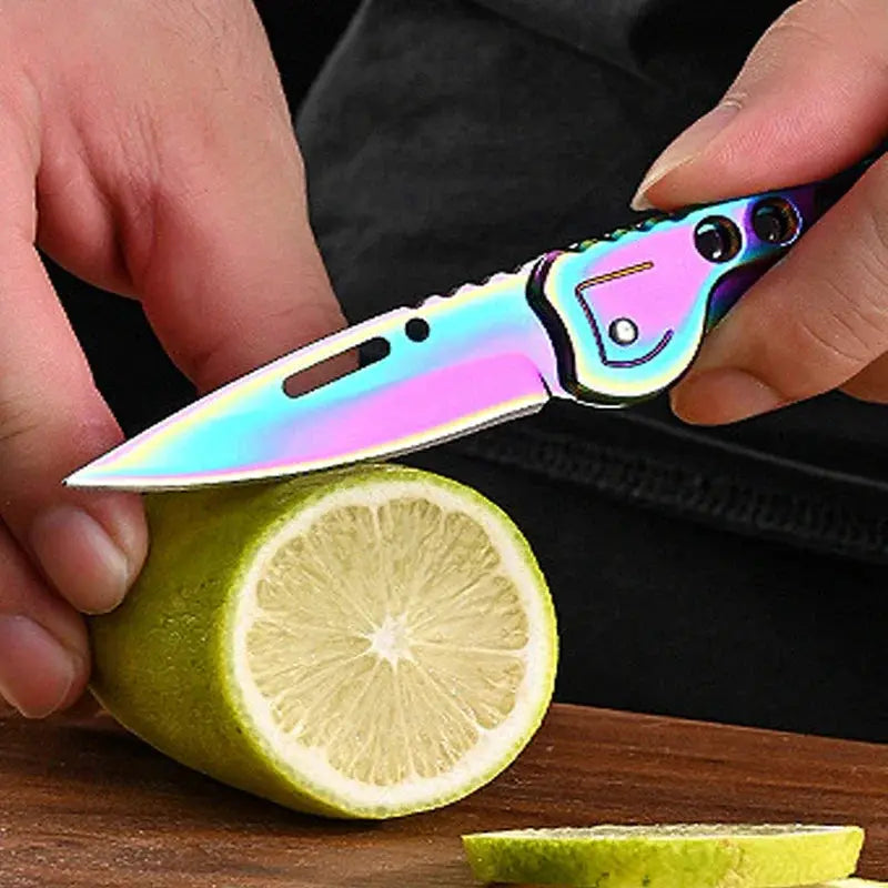 Folding Fruit Knife Stainless Steel Pocket Knife With Non Slip Handle For Kitchen And Fruit And Meat Slicing