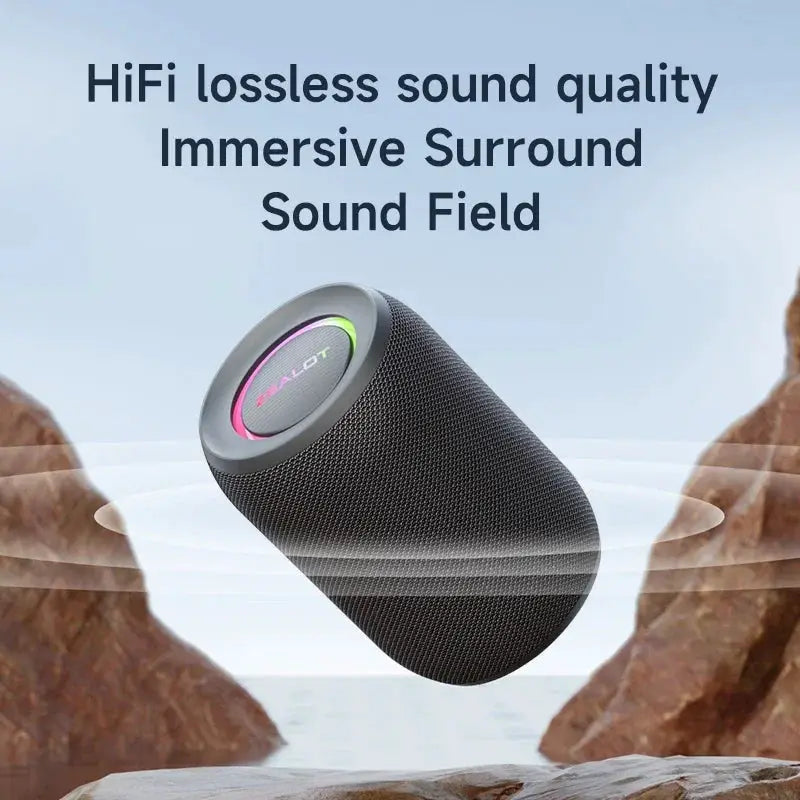 ZEALOT S32PRO portable Bluetooth speaker, black fabric body with LED ring by Simples Market