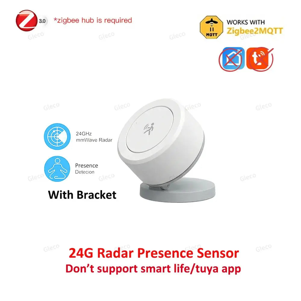 Simples Market white 24G mmWave radar presence sensor with bracket for Tuya Z2M smart home