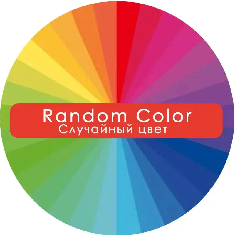 Color wheel with rainbow gradient and a red banner reading Random Color Случайный цвет.