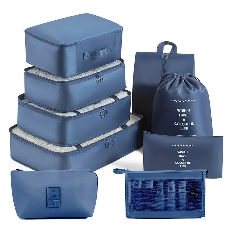 EcoVoyage Travel Storage Bag Set 7 8 9 Piece Eco Friendly Compression Packing Cubes For Clothes Shoes Toiletries