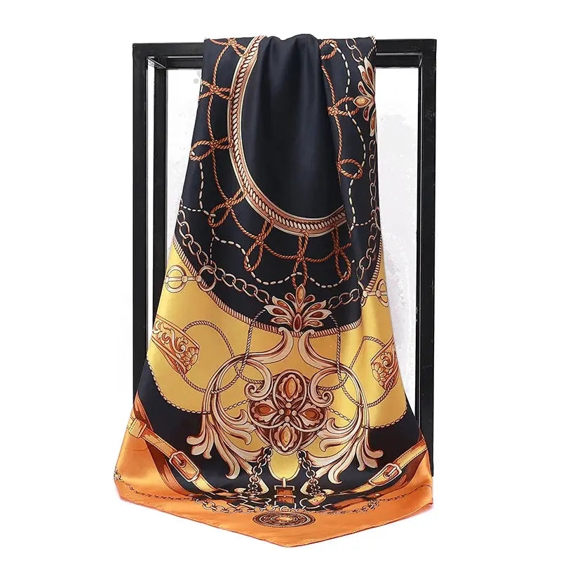 90x90cm Silk Like Square Scarves Women Hijab Shawls Fashion Print Kerchief Femme Head Scarf Foulard Bandana Beach Pareo