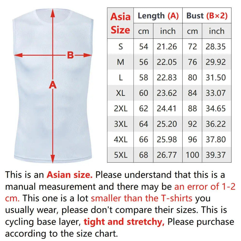 Mens Reflective Cycling Base Layer Sleeveless Vest Undershirt Quick Dry White Elasticated Fit Road Bike Jersey