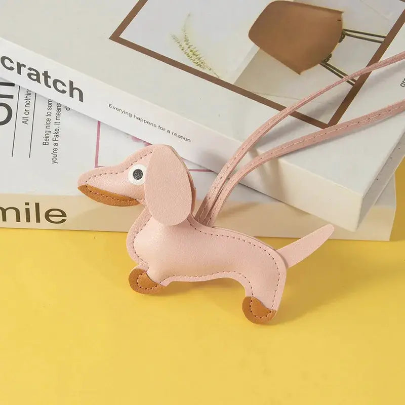 Cute Dachshund Leather Design Keychain Dog Charm For Bag And Car Ornament Perfect Gift For Women Friends And Couples
