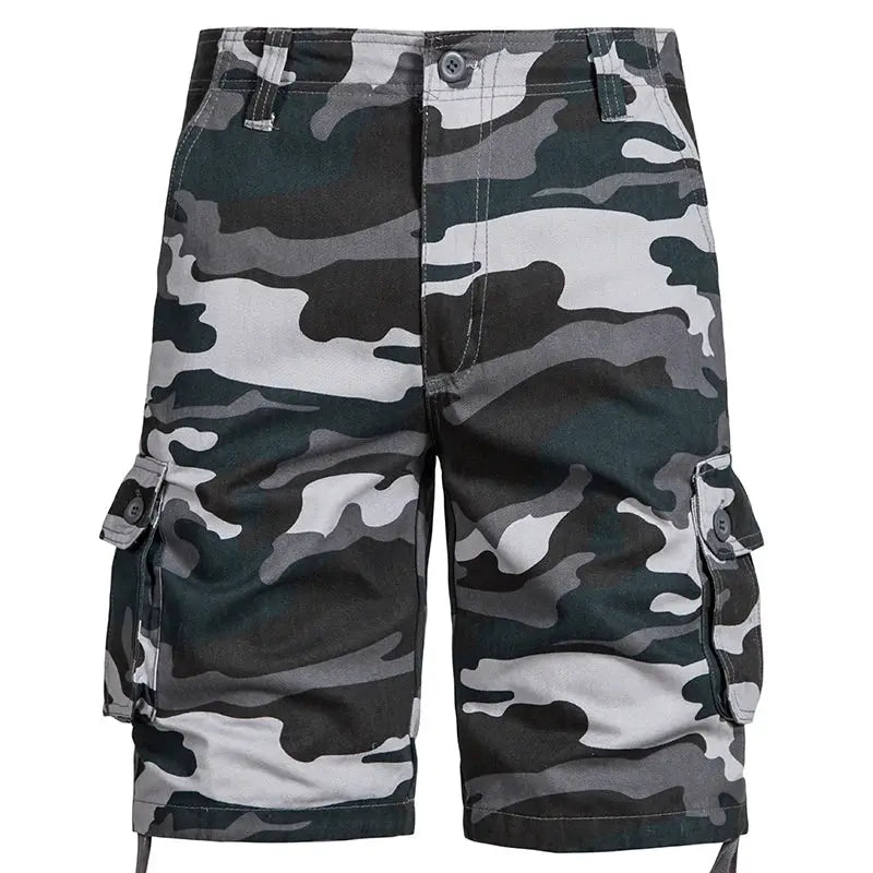 Mens camouflage cargo shorts by Simples Market, cotton casual outdoor shorts with side pockets
