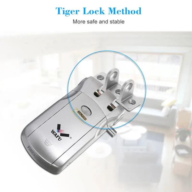 Wafu 019 remote control door lock, silver chrome-plated smart lock with 5 remote controllers