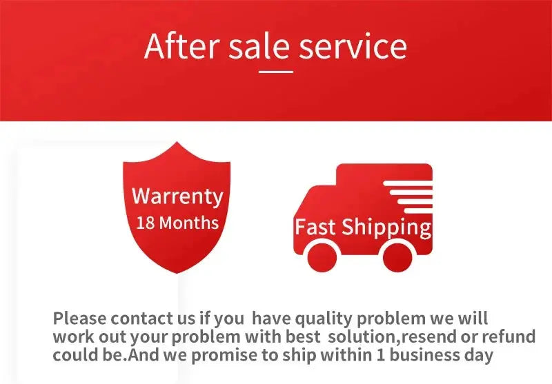 After-sale service banner for Simples Market with 18-month warranty shield and fast-shipping icons.