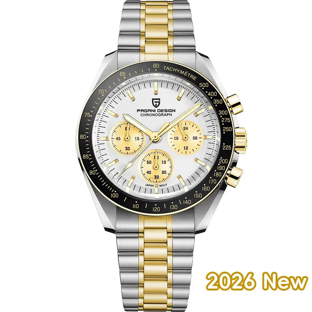 Pagani Design PD1701 V5 Mens Luxury Quartz Chronograph Watch 100M Water Resistant AR Sapphire Glass