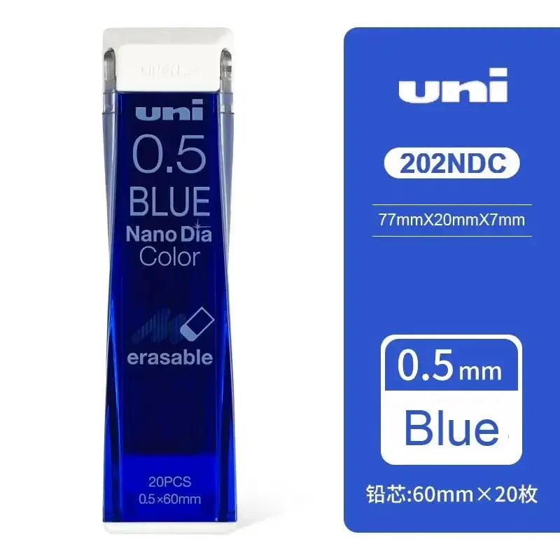 UNI 0.5mm Blue Nano Dia Color Erasable Lead Refills, 20 pcs