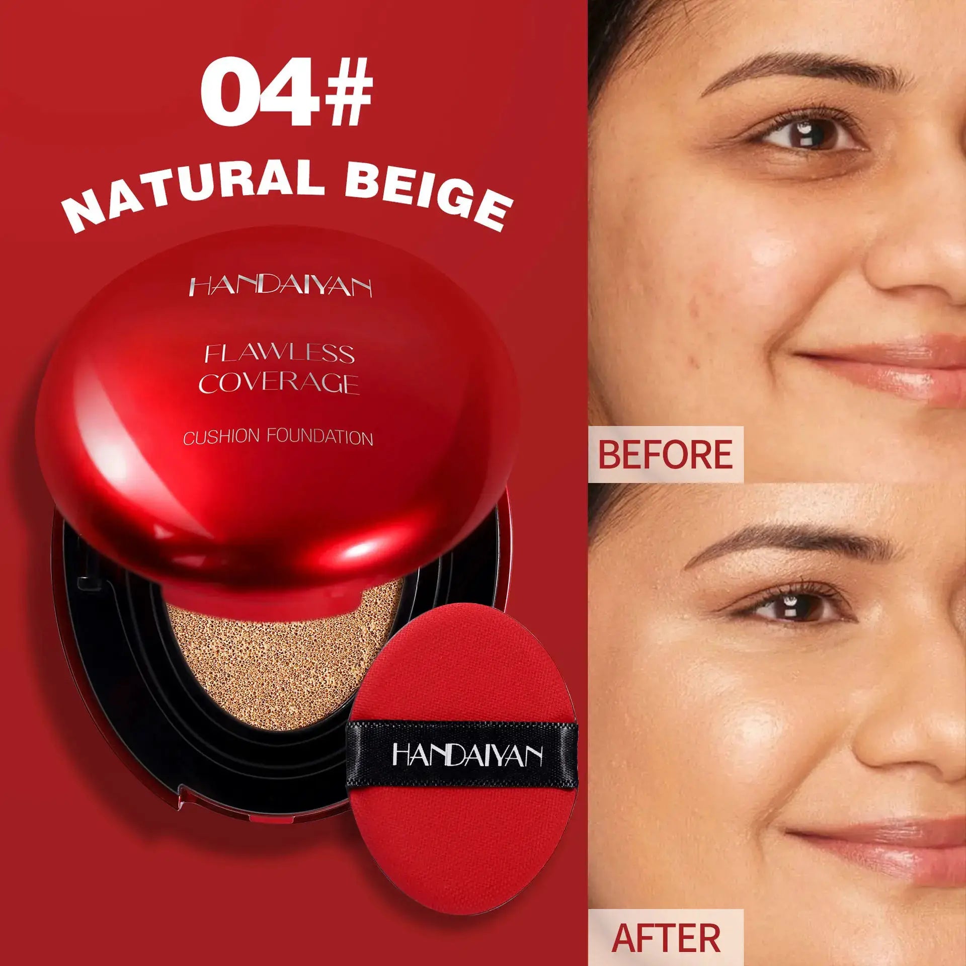 Korean Air Cushion Foundation Oil Control For Long Lasting Natural Finish Moisturizing Brightening Radiant Complexion