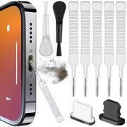 Phone cleaning kit by Simples Market with dust plugs, brushes and micro tools for iPhone/Samsung