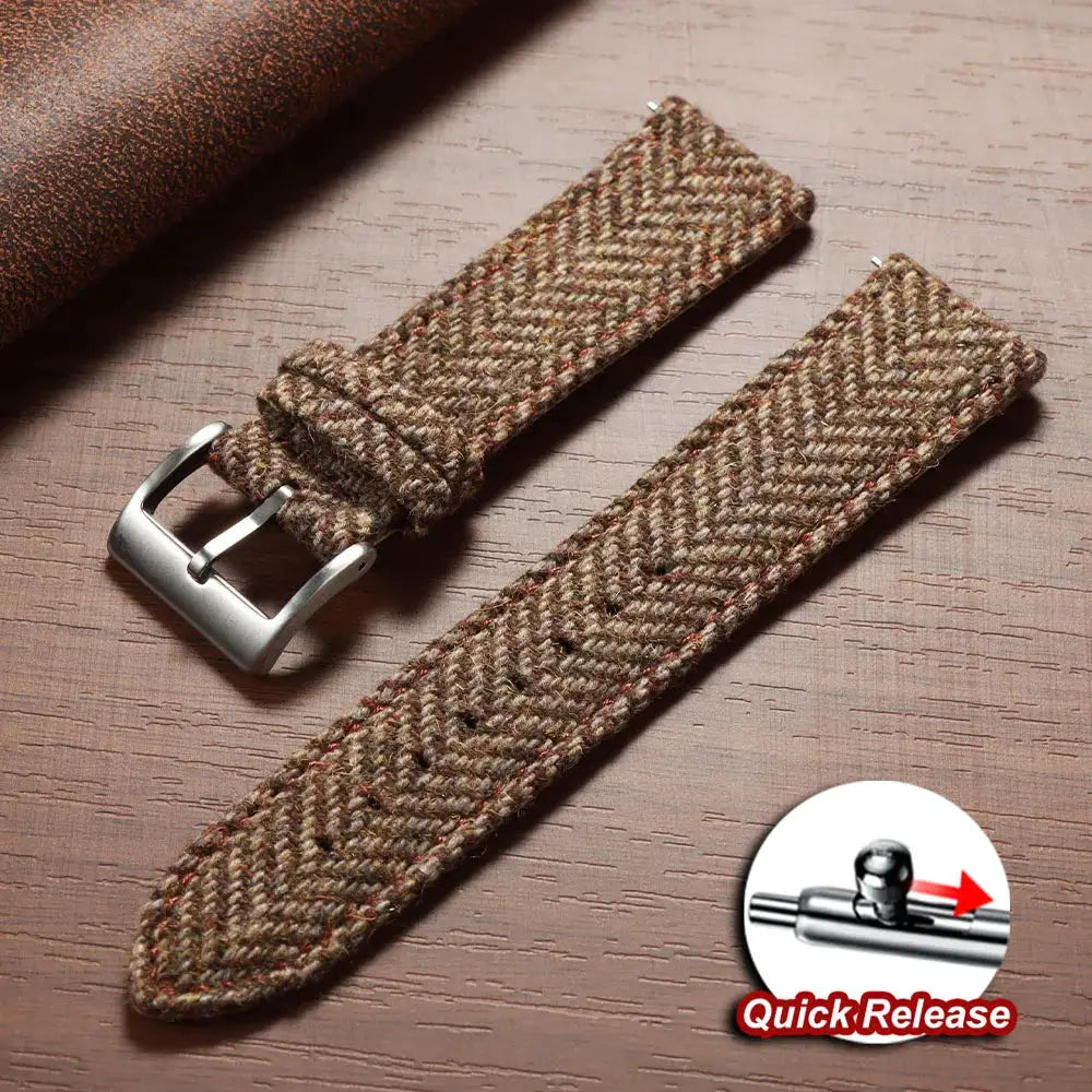 HeritageForge Quick Release Weave Bracelet For Omega And Seiko Vintage Cowhide Tweed Nylon Strap 18mm 20mm 22mm