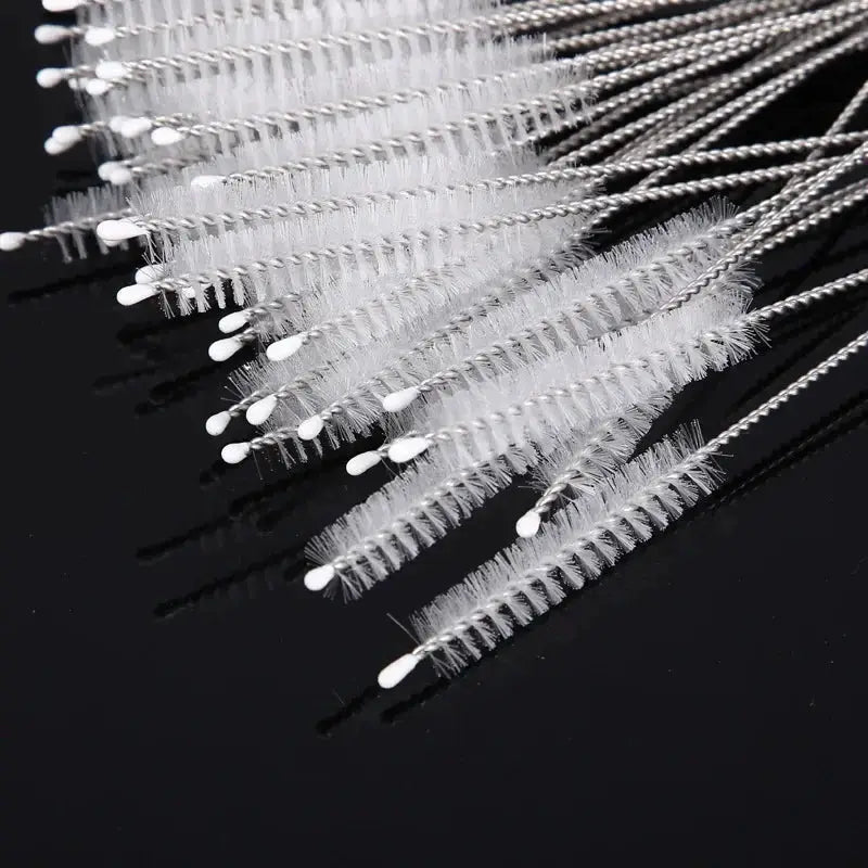 Drinking straw cleaning brush kit with multiple nylon and stainless steel long brushes for baby cups and bottles
