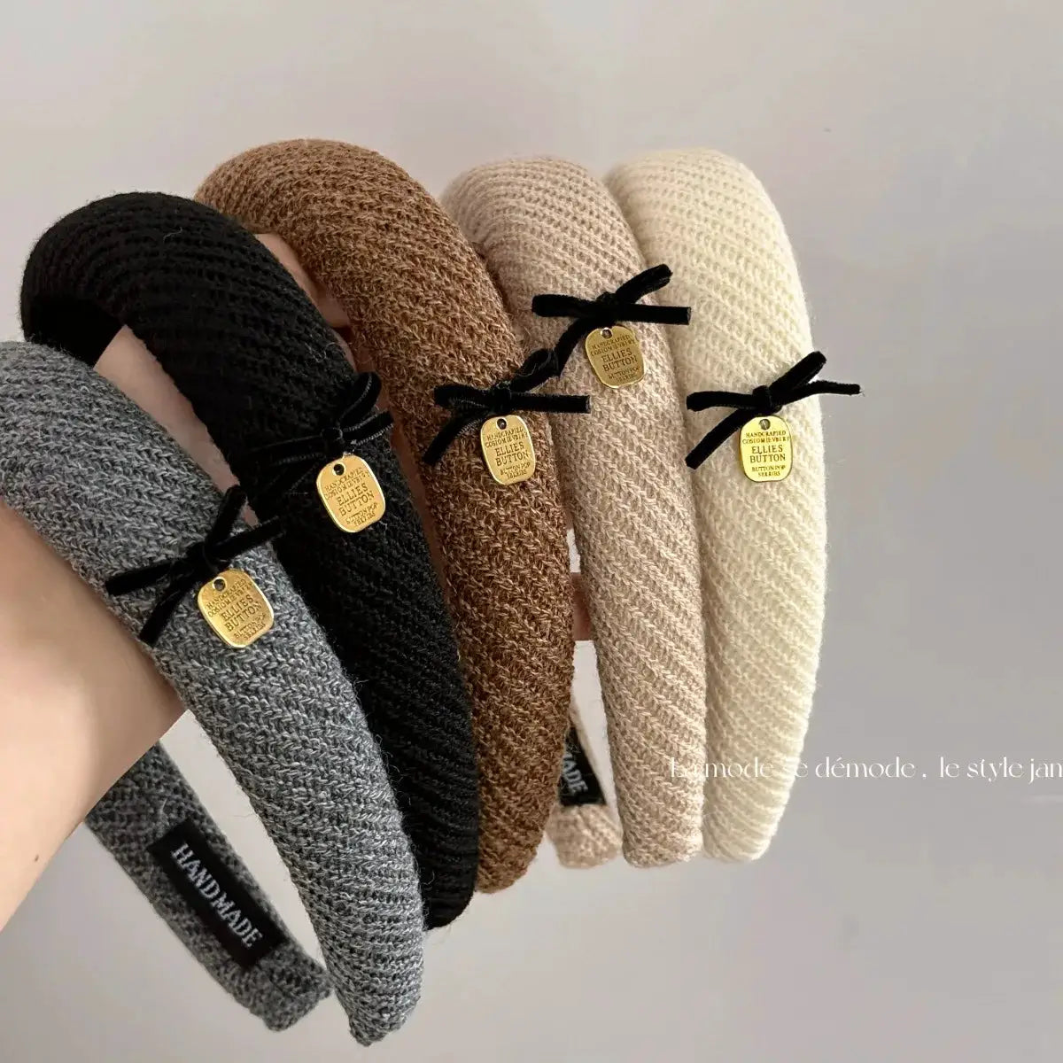 Gentle Brown Fabric Headband With Bow Featuring High Cranial Top And Cashmere Comfort For Daily Wear