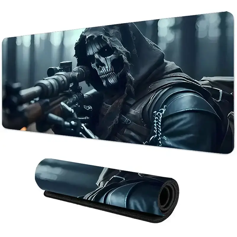 Grim Reaper Gaming Mouse Pad Hooded Skull Sniper Stealth Design Non Slip Rubber Base Desk Mat For Horror Esports PC