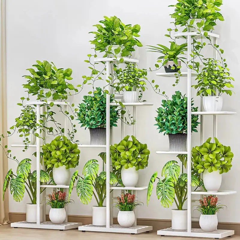 Cordlal Shining Iron Plant Stand Six to Eight Layers Flower Pot Rack Organizer for Home Garden Decor