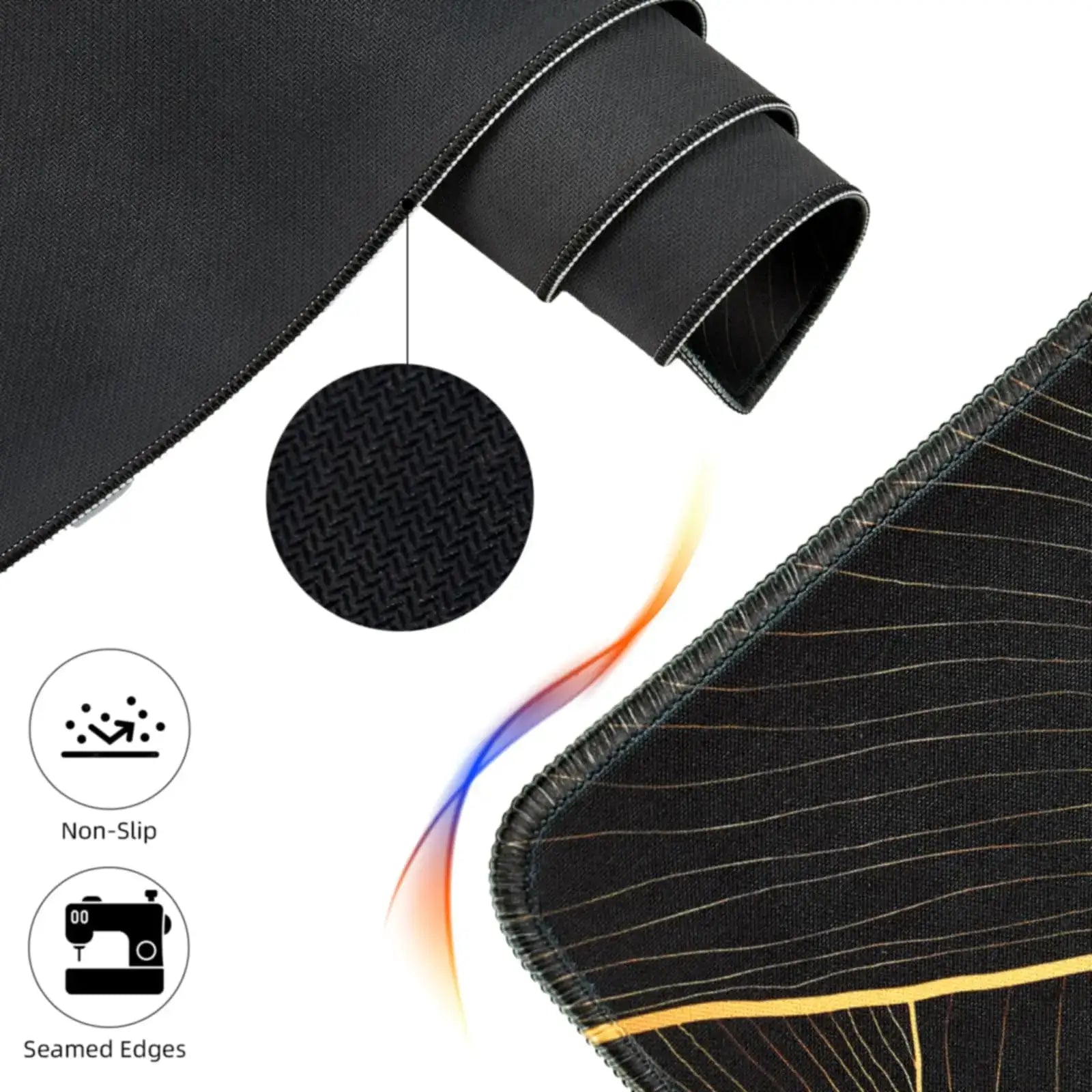 Large Extended Gaming Mouse Pad With Stitched Edges And Non Slip Rubber Base For Desk