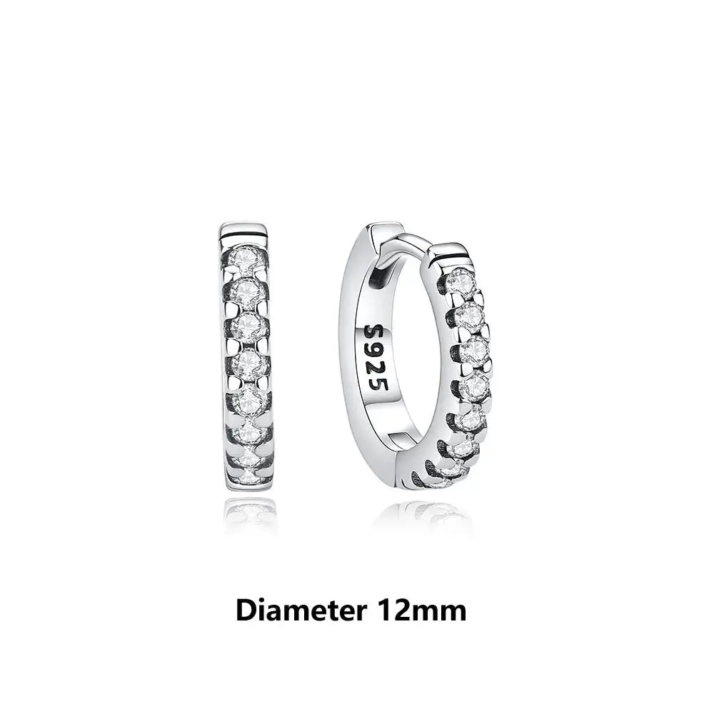 925 Sterling Silver Stud Hoop Earrings For Women Crystal Zircon Rose Gold Crown Heart Infinity Bee Design Jewelry